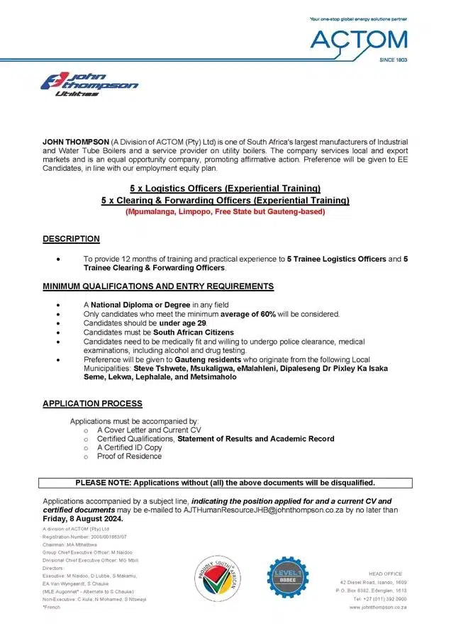 John Thompson Training Programme 2025