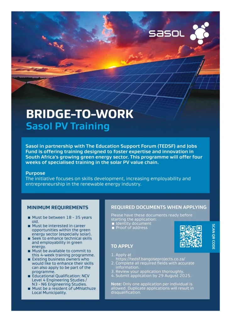 Sasol PV Solar Training Programme 2025