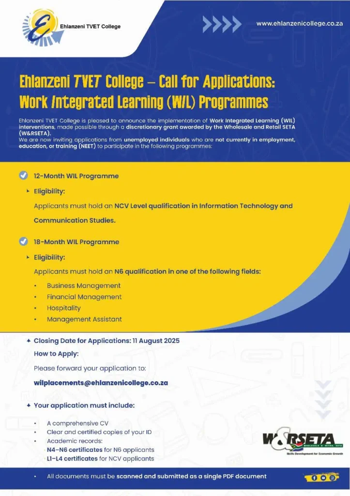 Ehlanzeni TVET College & W&RSETA: Work Integrated Learning (WIL) Programme
