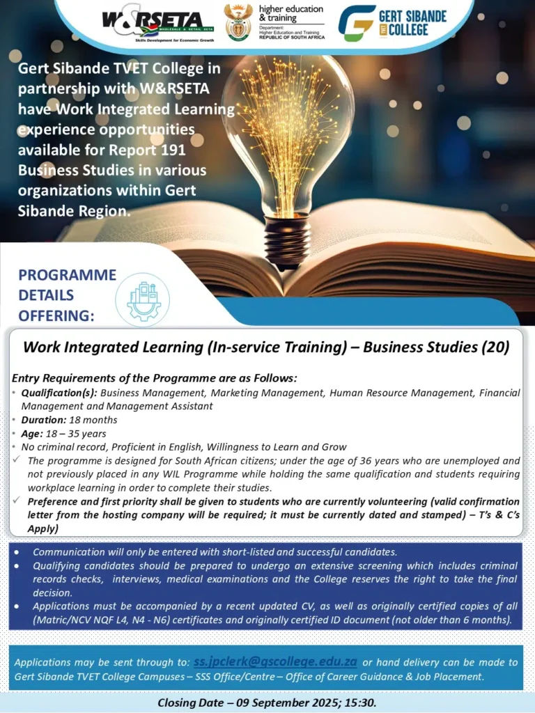 Gert Sibande TVET College & W&RSETA Work Integrated Learning