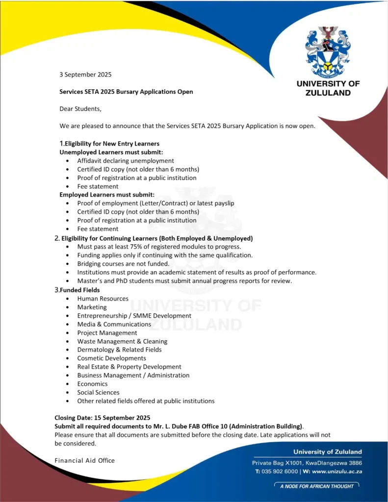 Services SETA Bursary Programme 2026